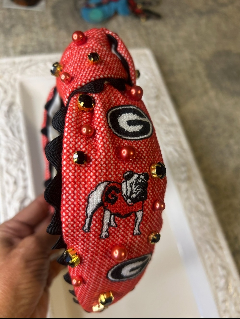 Brianna Cannon - Headband - UGA Logo - Red Cross Stitch - Picture 2 of 4